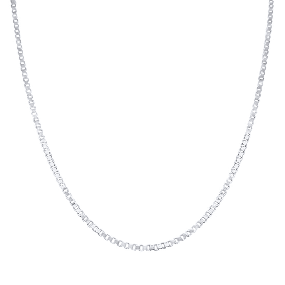 50cm 1.5mm Width Box Chain Necklace in Sterling Silver Necklaces Bevilles 