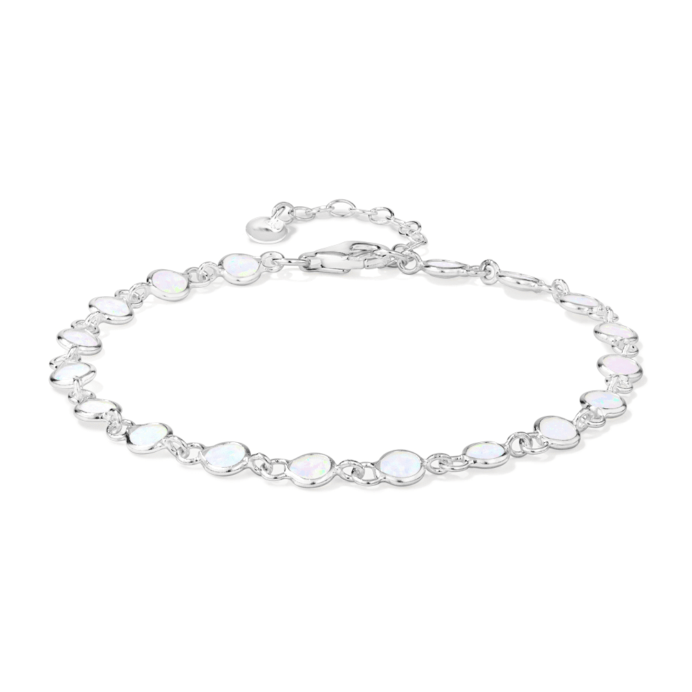 20cm Synthetic Opal Tennis Bracelet in Sterling Silver Bracelets Bevilles 