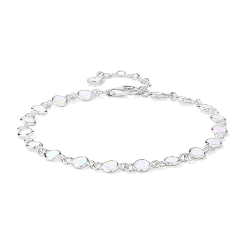 20cm Synthetic Opal Tennis Bracelet in Sterling Silver Bracelets Bevilles 