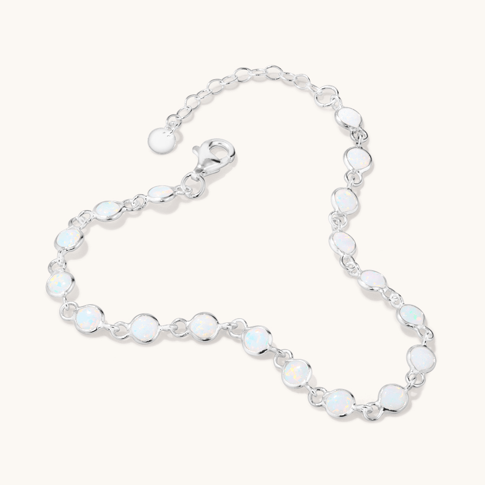 20cm Synthetic Opal Tennis Bracelet in Sterling Silver Bracelets Bevilles 