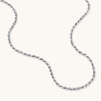 50cm 2mm Width Rope Chain Necklace in Sterling Silver Necklaces Bevilles 