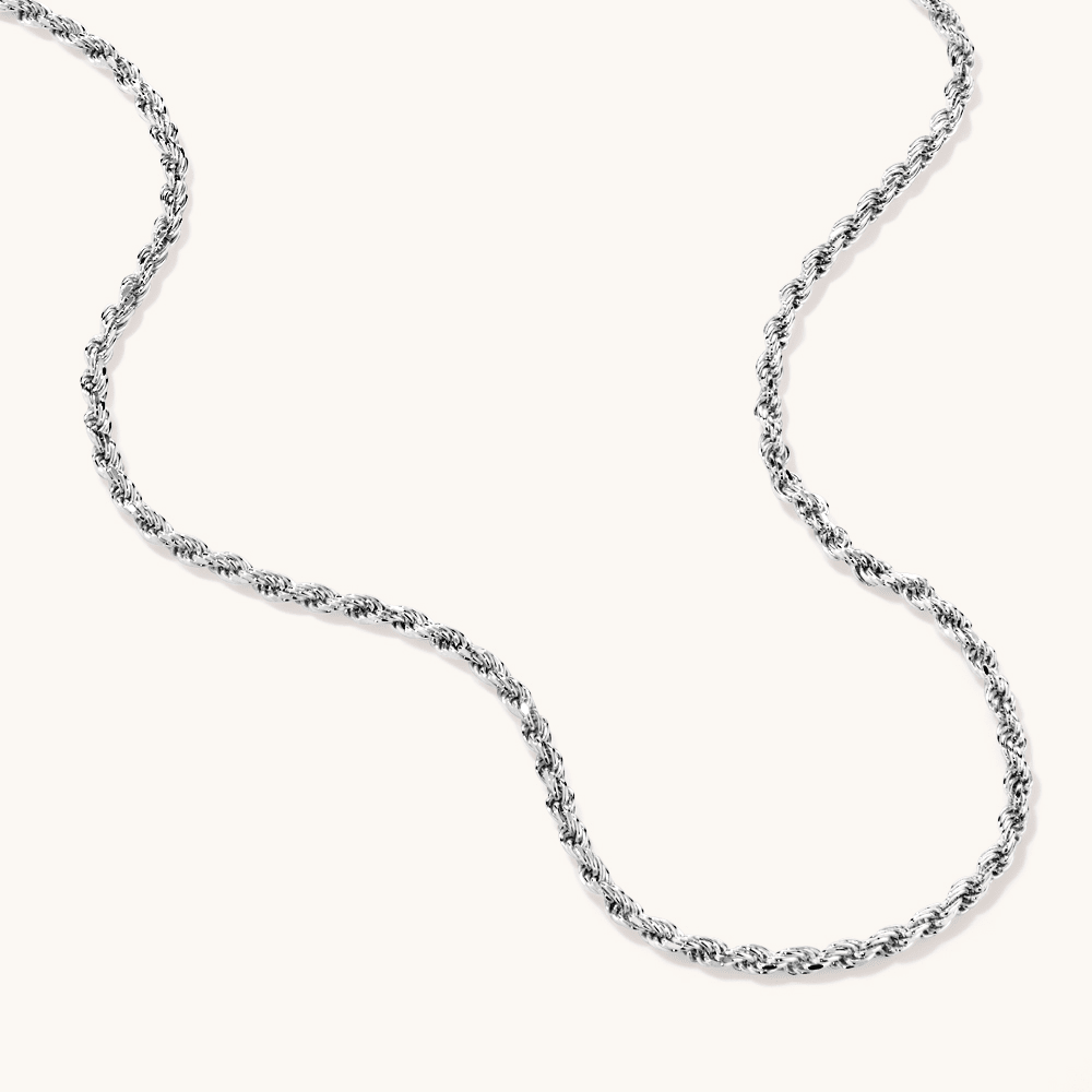 50cm 2mm Width Rope Chain Necklace in Sterling Silver Necklaces Bevilles 