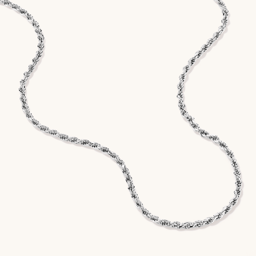 50cm 2mm Width Rope Chain Necklace in Sterling Silver Necklaces Bevilles 