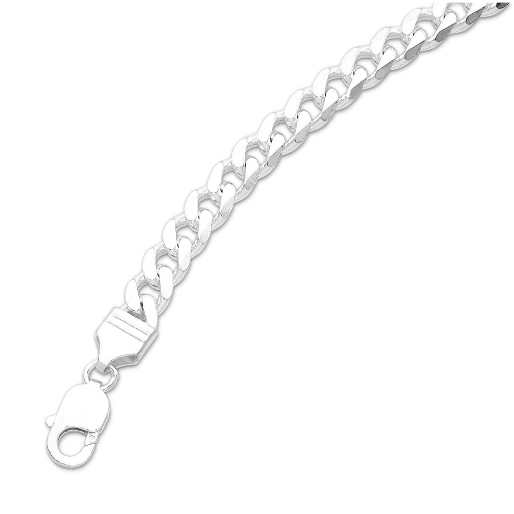 55cm 8mm-8.5mm Width Curb Chain Necklace in Sterling Silver Necklaces Bevilles 