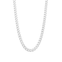 55cm 6.4mm Flat Curb Chain Necklace in Sterling Silver Necklaces Bevilles 