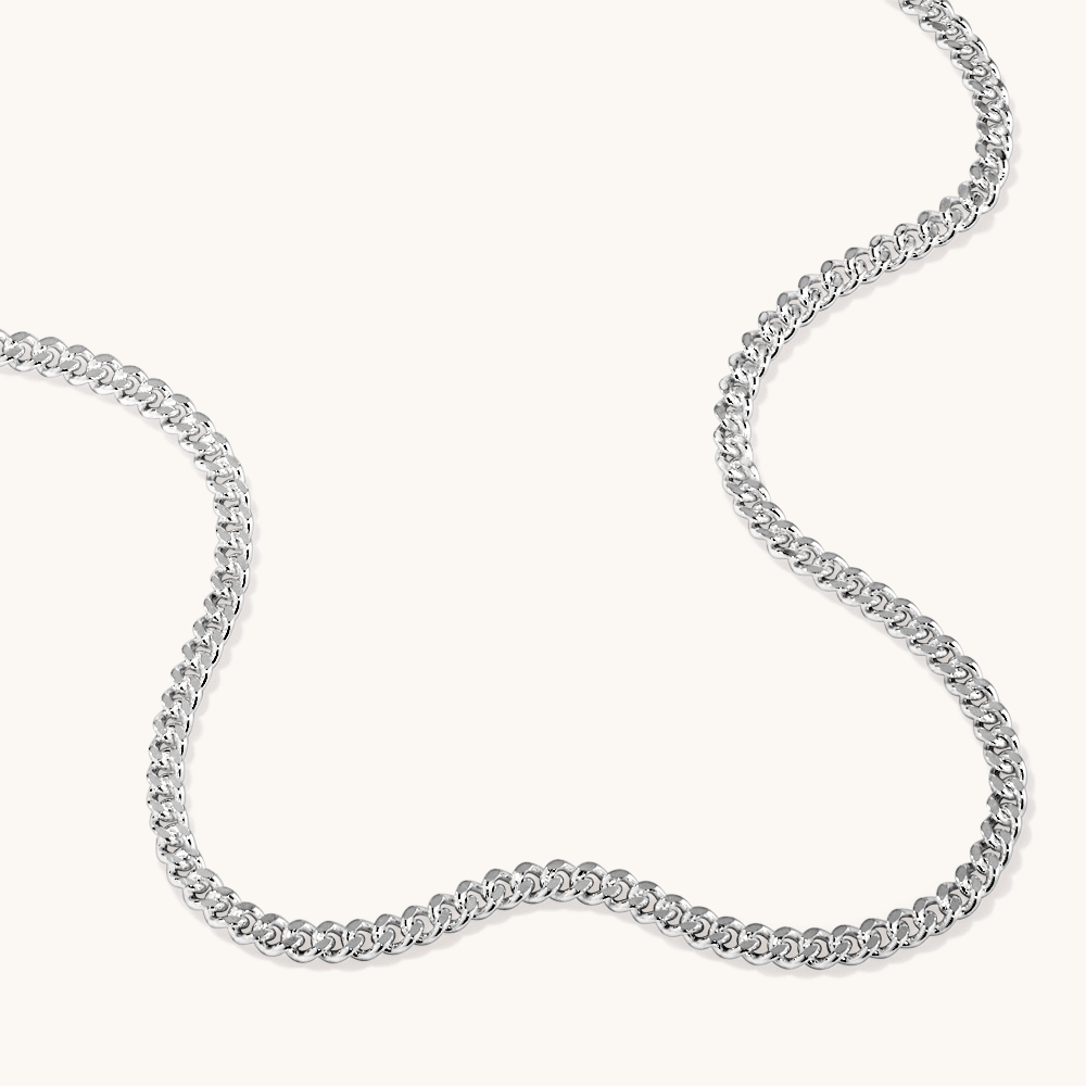 50cm 3mm Width Curb Chain Necklace in Sterling Silver Necklaces Bevilles 