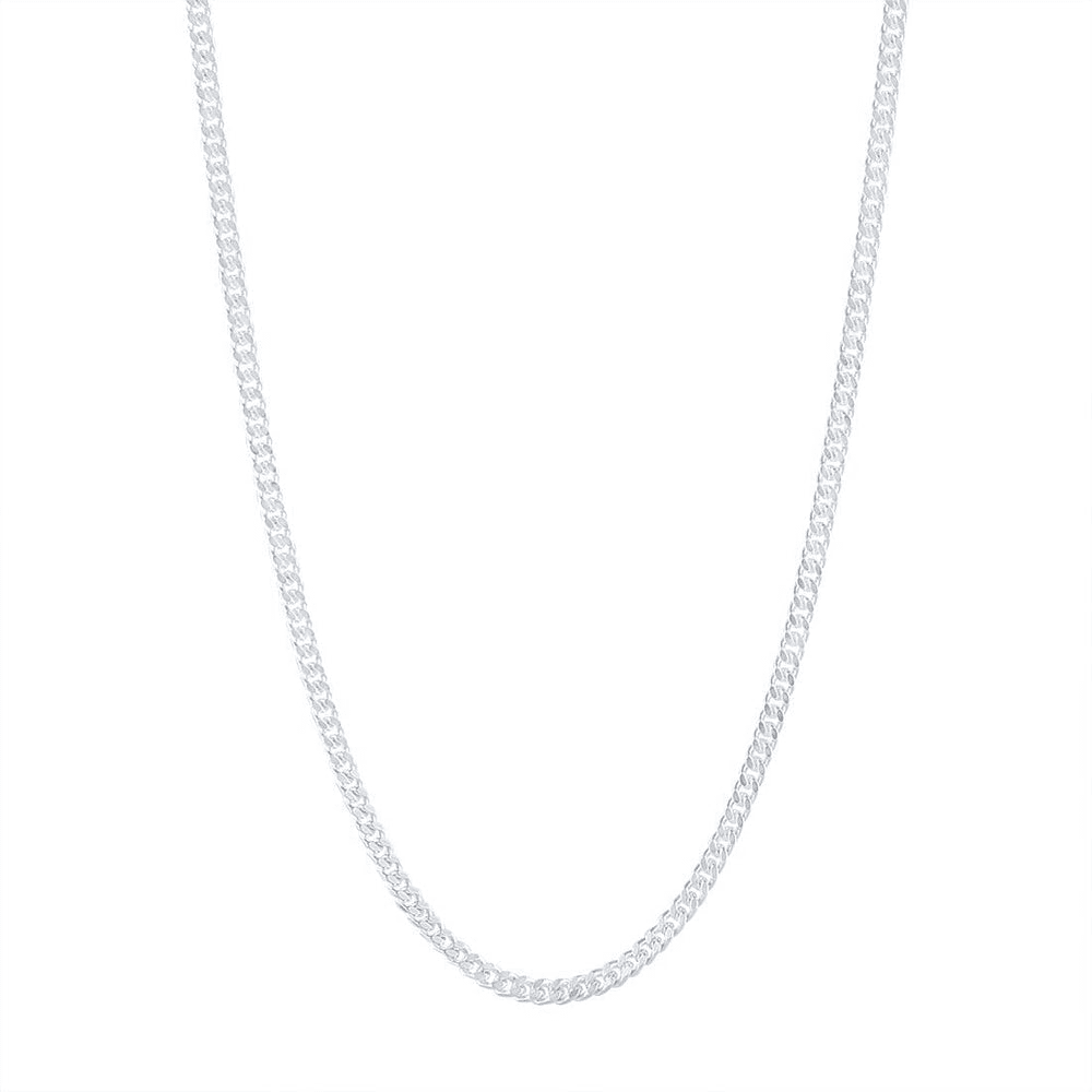 50cm 3mm Width Curb Chain Necklace in Sterling Silver Necklaces Bevilles 