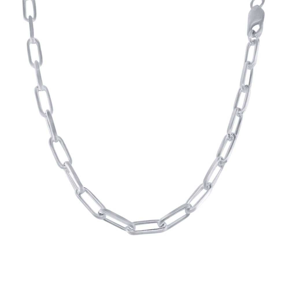 50cm 4.5mm Width Paperclip Chain Necklace in Sterling Silver Necklaces Bevilles 