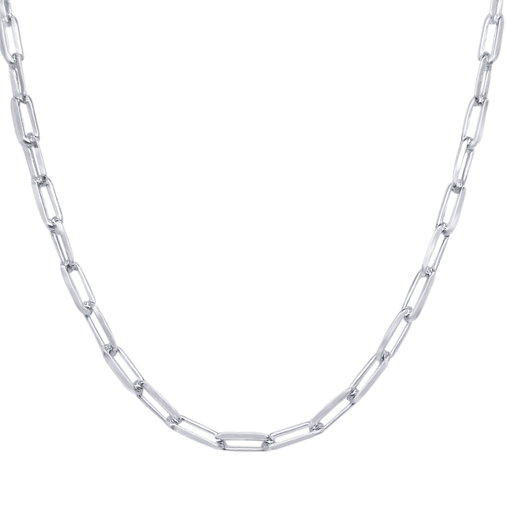 45cm 3.2mm Width Paperclip Chain Necklace in Sterling Silver Necklaces Bevilles 