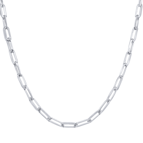 45cm 3.2mm Width Paperclip Chain Necklace in Sterling Silver Necklaces Bevilles 