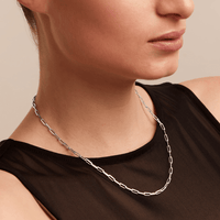 45cm 3.2mm Width Paperclip Chain Necklace in Sterling Silver Necklaces Bevilles 