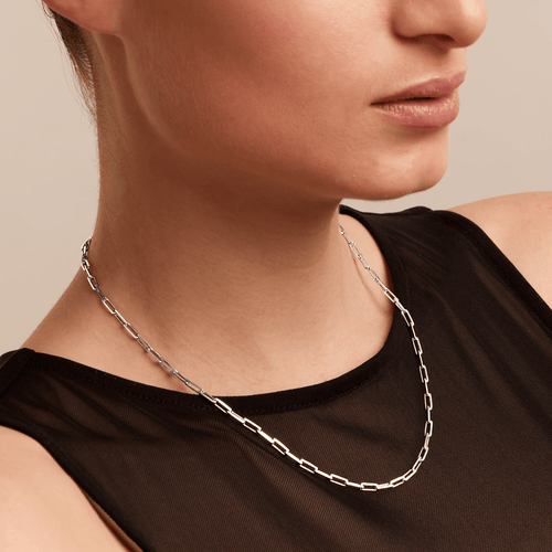 45cm 3.2mm Width Paperclip Chain Necklace in Sterling Silver Necklaces Bevilles 