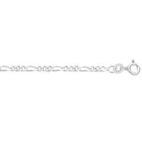 50cm 2mm-2.5mm Width Figaro Chain Necklace in Sterling Silver Necklaces Bevilles 