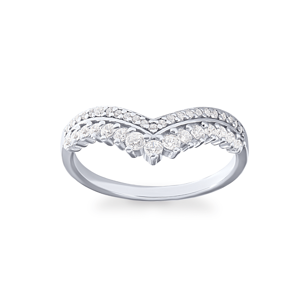 Sterling Silver Crystal and Plain Ball Stackable Ring Rings Bevilles 