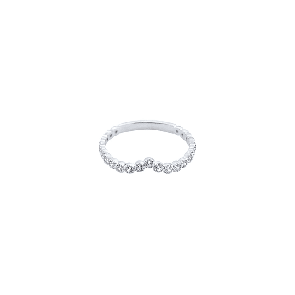 V Shaped Ring with Cubic Zirconia and Beads in Sterling Silver Rings Bevilles 