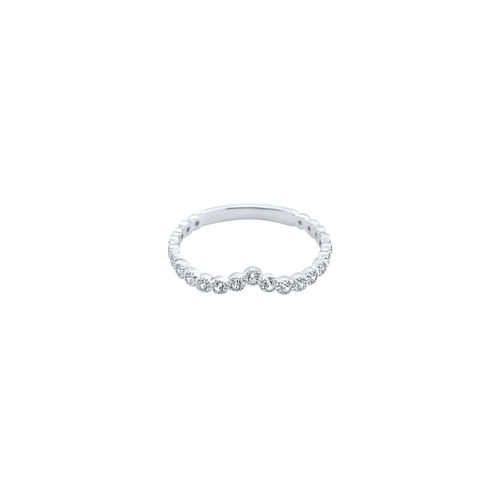 V Shaped Ring with Cubic Zirconia and Beads in Sterling Silver Rings Bevilles 