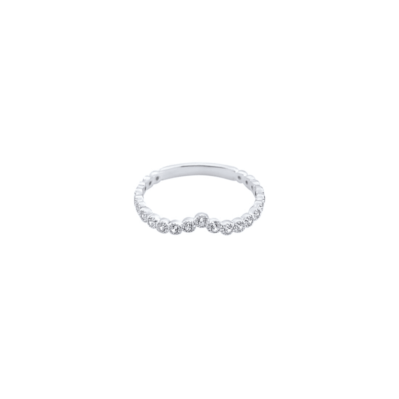 V Shaped Ring with Cubic Zirconia and Beads in Sterling Silver Rings Bevilles 
