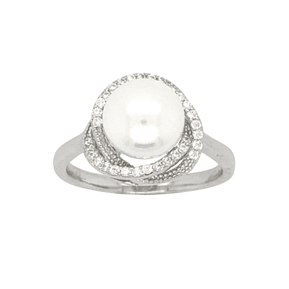 Sterling Silver Fresh Water Pearl Halo Ring Rings Bevilles 