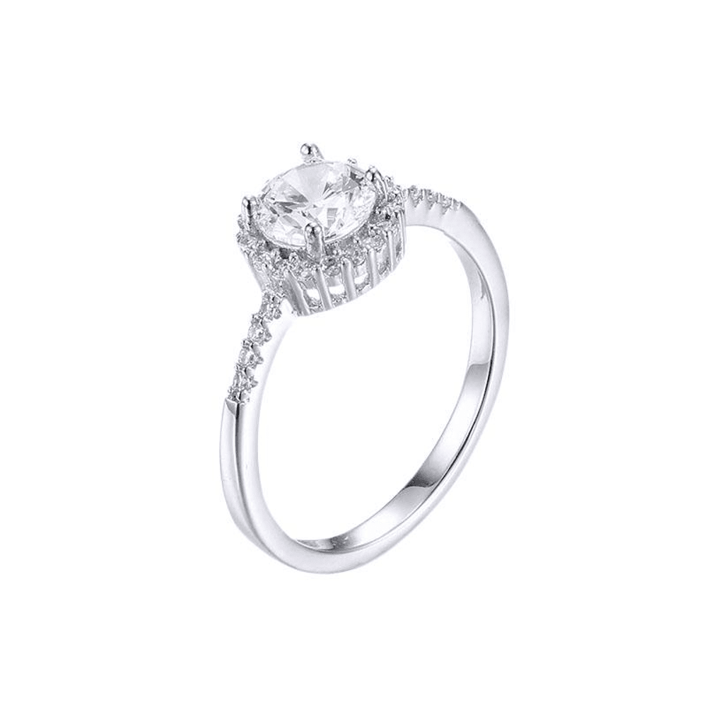 Sterling Silver Cubic Zirconia Halo Ring Rings Bevilles 