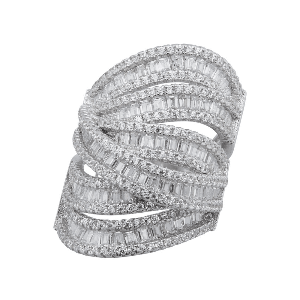 Cubic Zirconia Statement Ring in Sterling Silver Rings Bevilles 