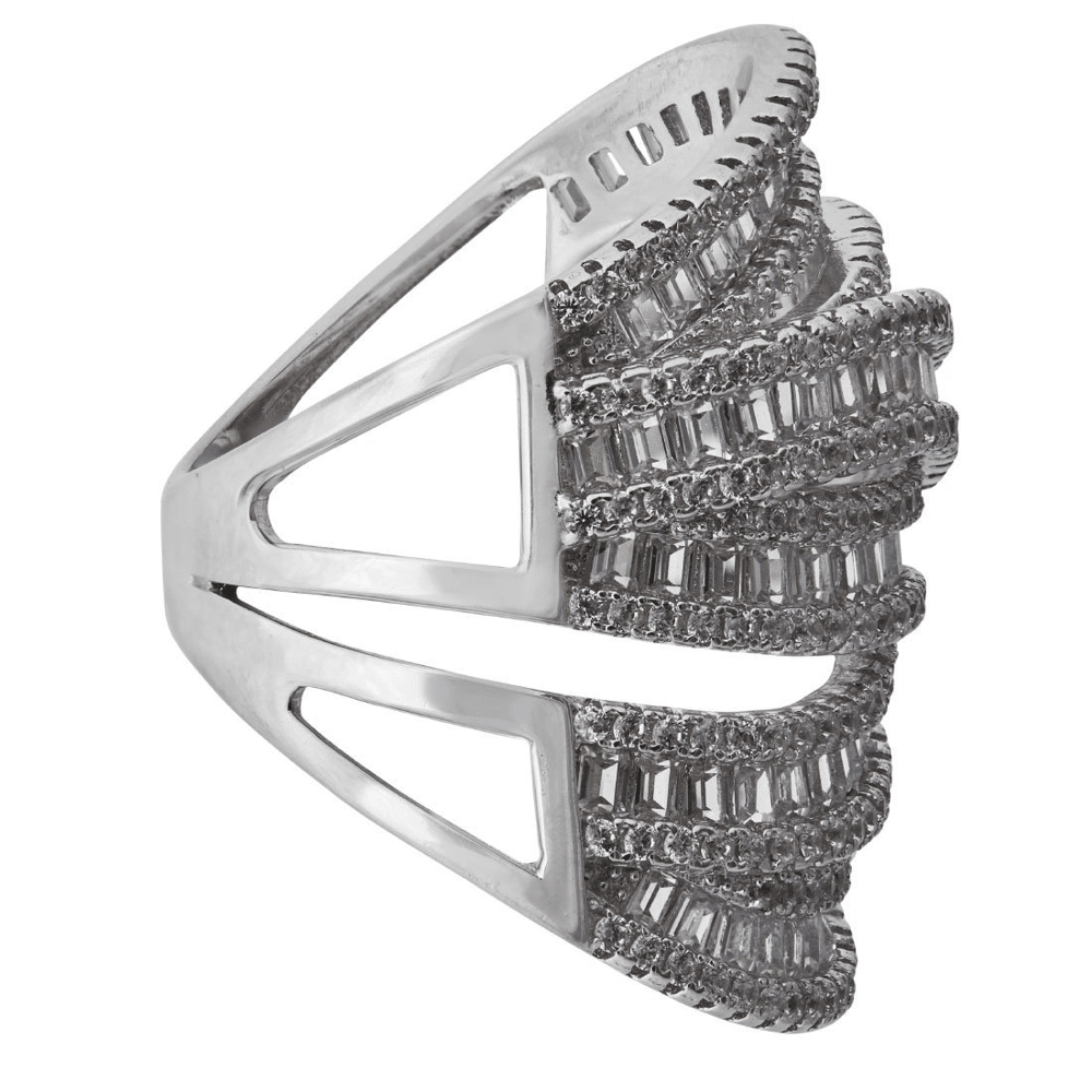 Cubic Zirconia Statement Ring in Sterling Silver Rings Bevilles 