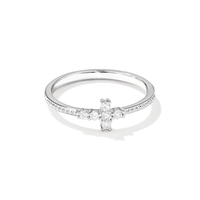 Sterling Silver beaded Cross ring with Cubic Zirconia Rings Bevilles 