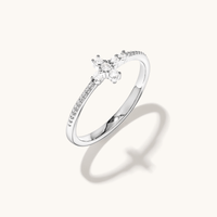 Sterling Silver beaded Cross ring with Cubic Zirconia Rings Bevilles 