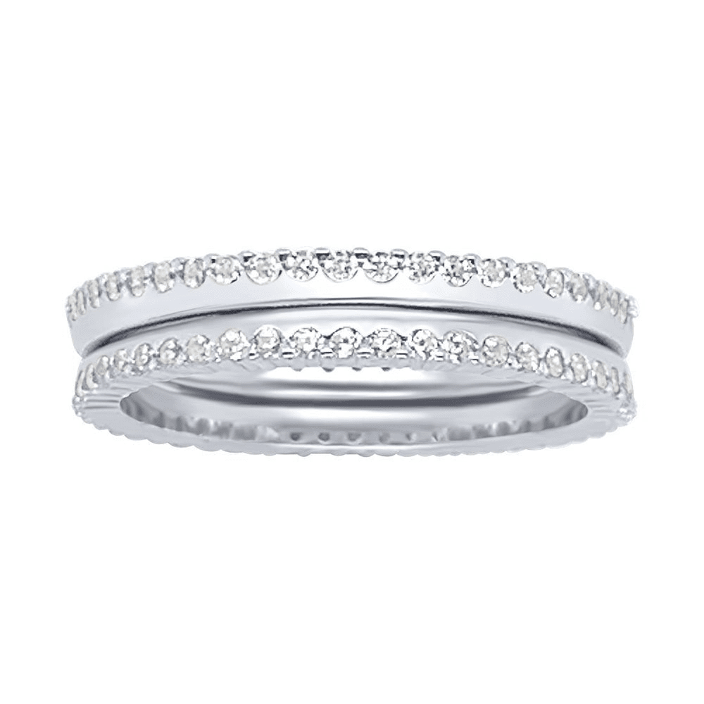 Sterling Silver Cubic Zirconia Side Set Ring Rings Bevilles 