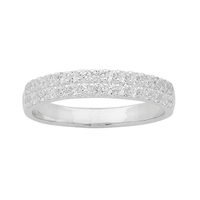Sterling Silver Double Row Cubic Zirconia Ring Rings Bevilles 