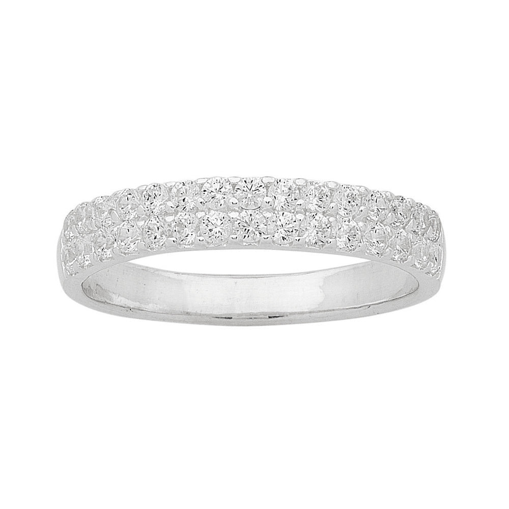 Sterling Silver Double Row Cubic Zirconia Ring Rings Bevilles 