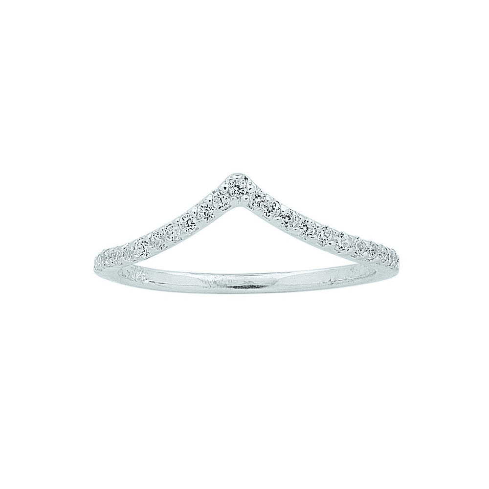 Sterling Silver Cubic Zirconia Chevron Ring Rings Bevilles 