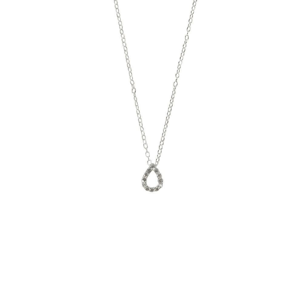 45cm Cubic Zirconia Tear Drop Pendant Necklace in Sterling Silver Pendants Bevilles 