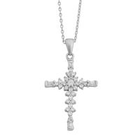 45cm Cubic Zirconia Cross Necklace in Sterling Silver Pendants Bevilles 