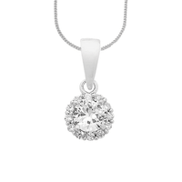45cm Cubic Zirconia Halo Pendant Necklace in Sterling Silver Pendants Bevilles 