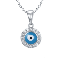 45cm Evil Eye Halo Pendant Necklace in Sterling Silver Pendants Bevilles 