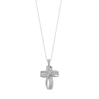 45cm Sterling Silver Cubic Zirconia Large Cross Necklace Pendants Bevilles 
