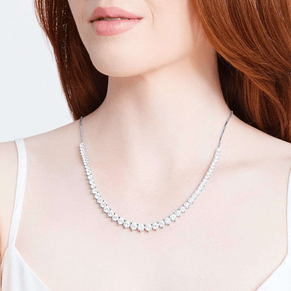 75cm Cubic Zirconia Tennis Bolo Necklace in Sterling Silver Pendants Bevilles 