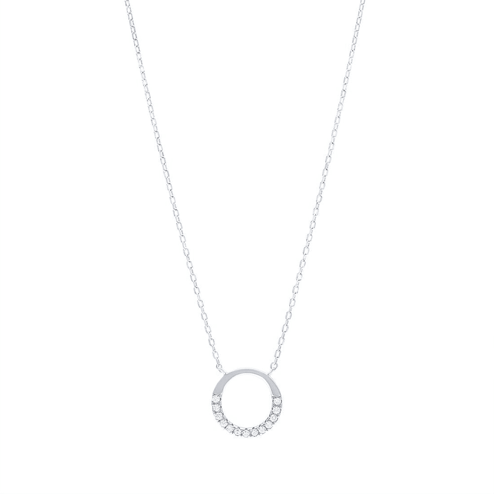 Sterling Silver Open Circle with Cubic Zirconia Pendants Bevilles 