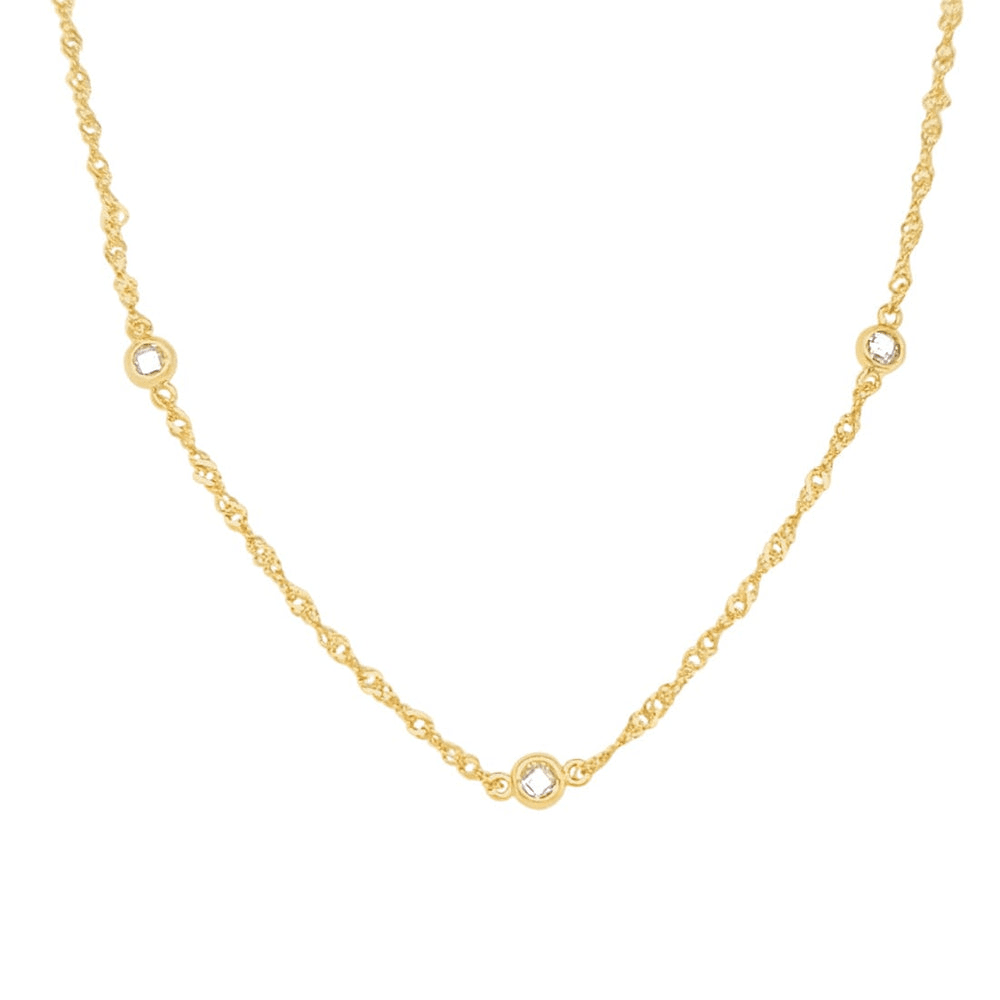 45cm Bezel Cubic Zirconia Station Necklace in Yellow Gold Pated Sterling Silver Pendants Bevilles 