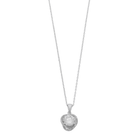 45cm Cubic Zirconia Halo Necklace in Sterling Silver Pendants Bevilles 