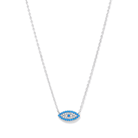 45cm Evil Eye Necklace with Cubic Zirconia in Sterling Silver Pendants Bevilles 