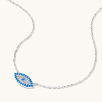 45cm Evil Eye Necklace with Cubic Zirconia in Sterling Silver Pendants Bevilles 