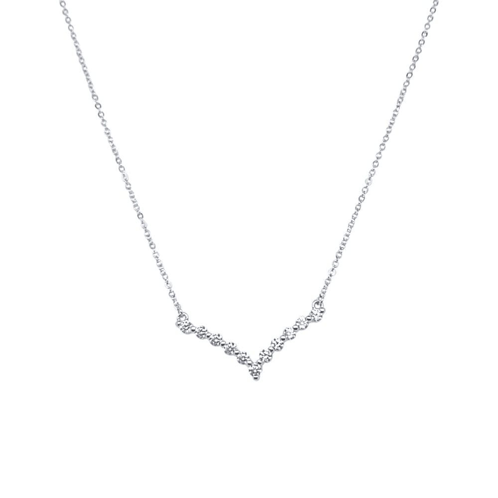 45cm Tennis V Necklace in Sterling Silver Pendants Bevilles 