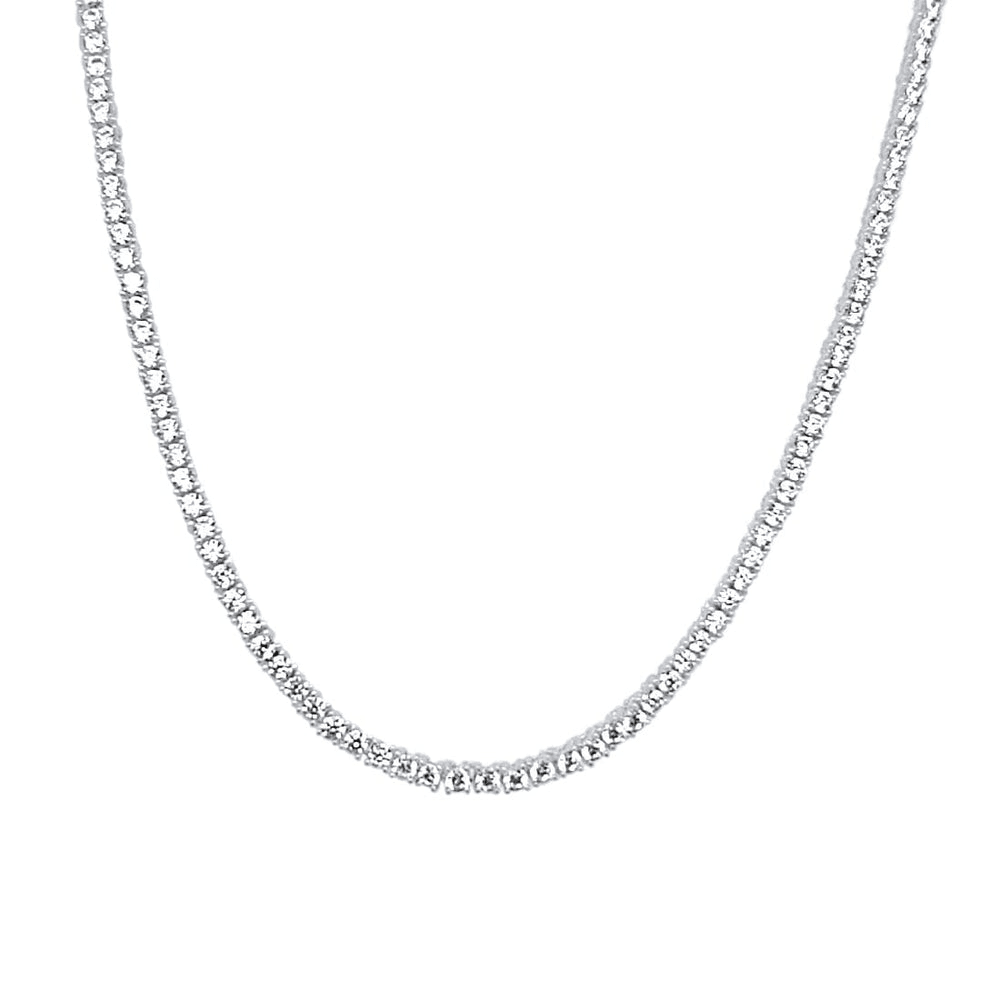 41cm 2mm Width Cubic Zirconia Tennis Necklace in Sterling Silver Pendants Bevilles 