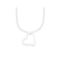 45cm Sterling Silver Open Heart Necklace Pendants Bevilles 