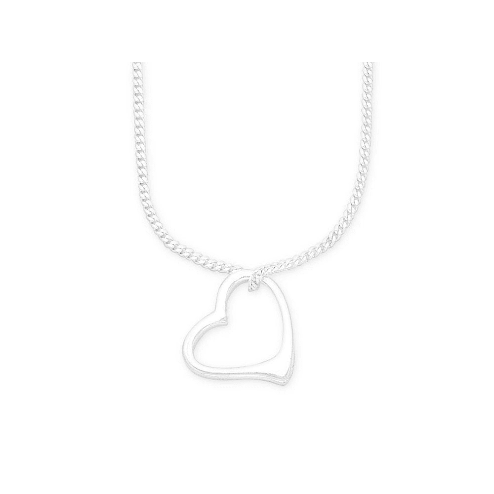 45cm Sterling Silver Open Heart Necklace Pendants Bevilles 