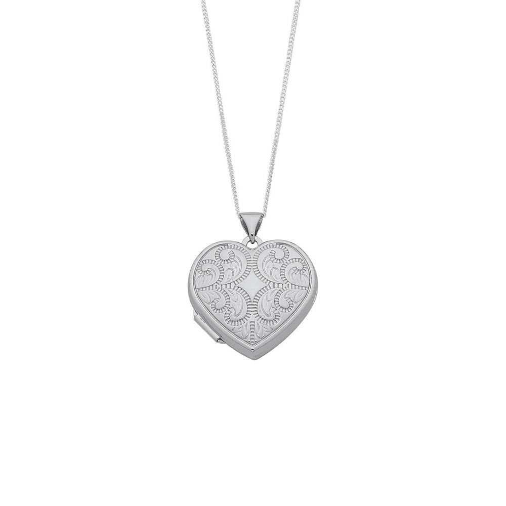 45cm Heart Locket Necklace in Sterling Silver Pendants Bevilles 
