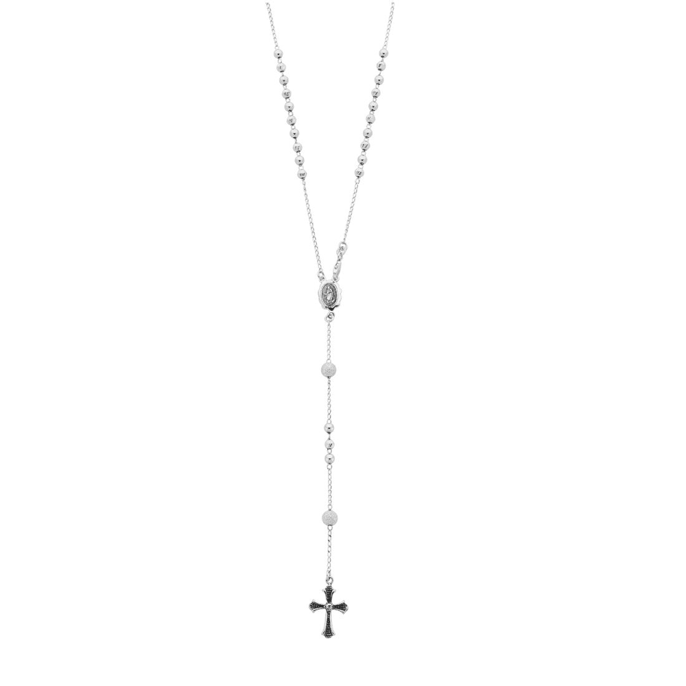 Sterling Silver Rosary Bead Necklace Pendants Bevilles 