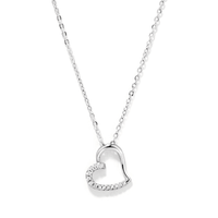 45cm Open Heart Cubic Zirconia Necklace in Sterling Silver Pendants Bevilles 