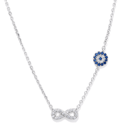 45cm Cubic Zirconia Infinity and Evil Eye Necklace in Sterling Silver Pendants Bevilles 